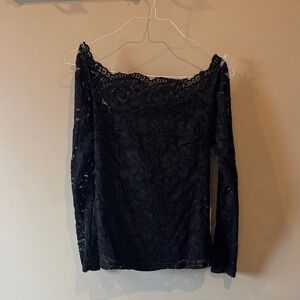 Elegant Black Lace Off-Shoulder Top